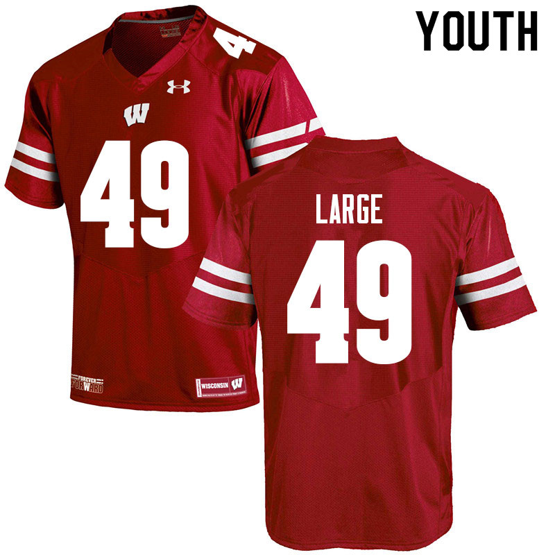 Wisconsin Badgers Youth #49 Cam Large NCAA Under Armour Authentic Red College Stitched Football Jersey UT40H12KB